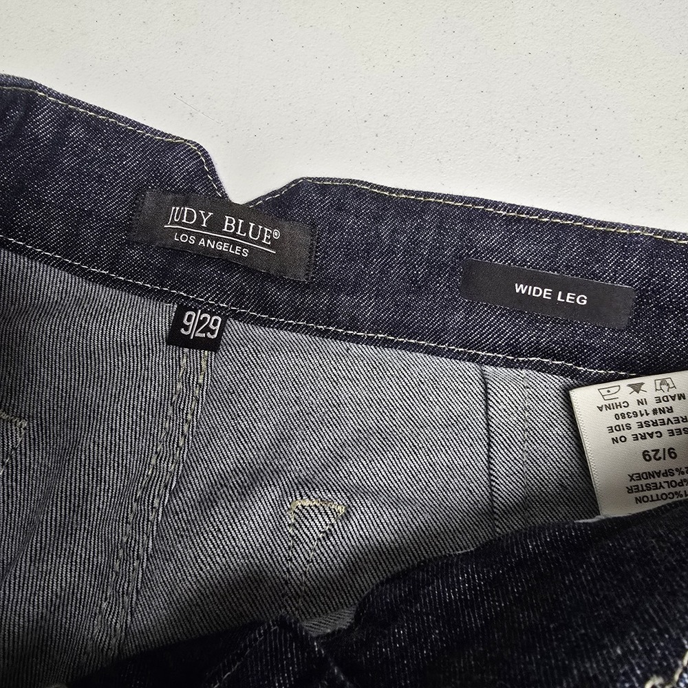 Judy Blue 9/29 Jeans Dark Denim High Waist Straight Flare Leg Western Bohemian - Picture 9 of 11